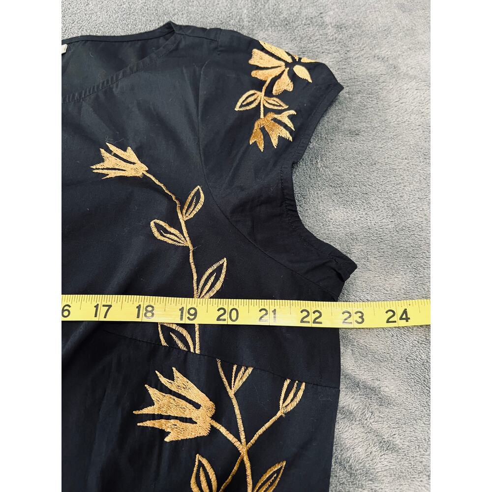 eShakti Black and Gold Embroidered Floral Knee Length Dress Size 20W - Picture 4 of 8
